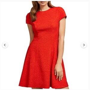 Ted Baker Cherisa Textured Jersey Skater Dress Fire Orange